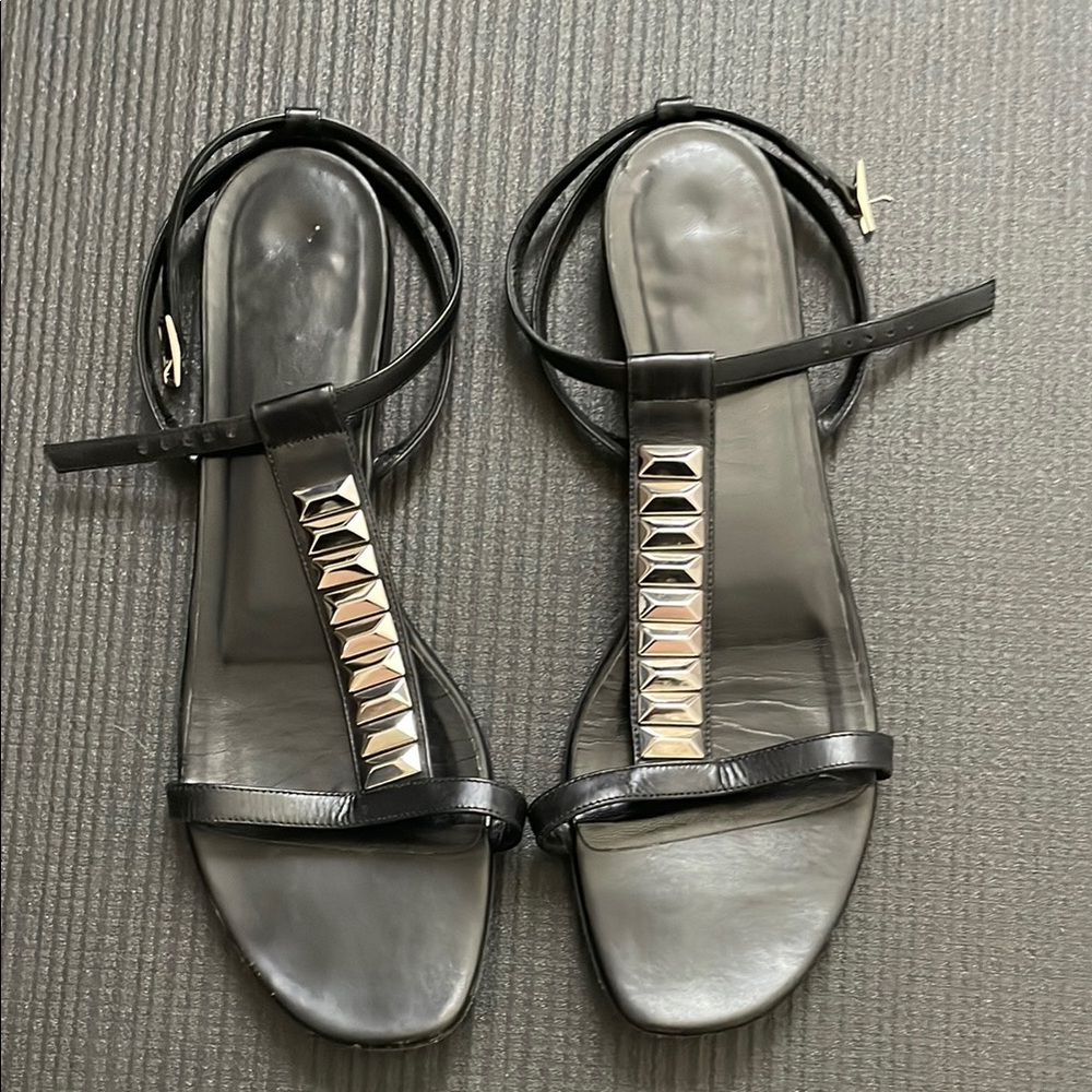 YSL studded black leather sandals